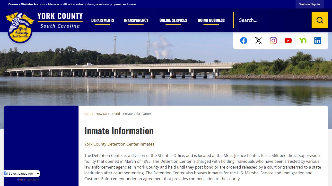 Inmate Information | York, SC - York County Gov