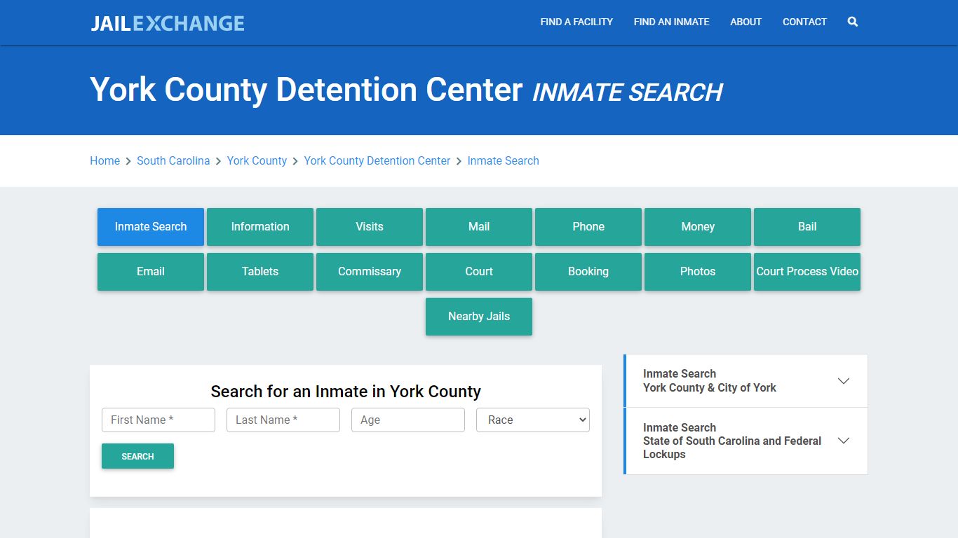 York County Detention Center Inmate Search - Jail Exchange